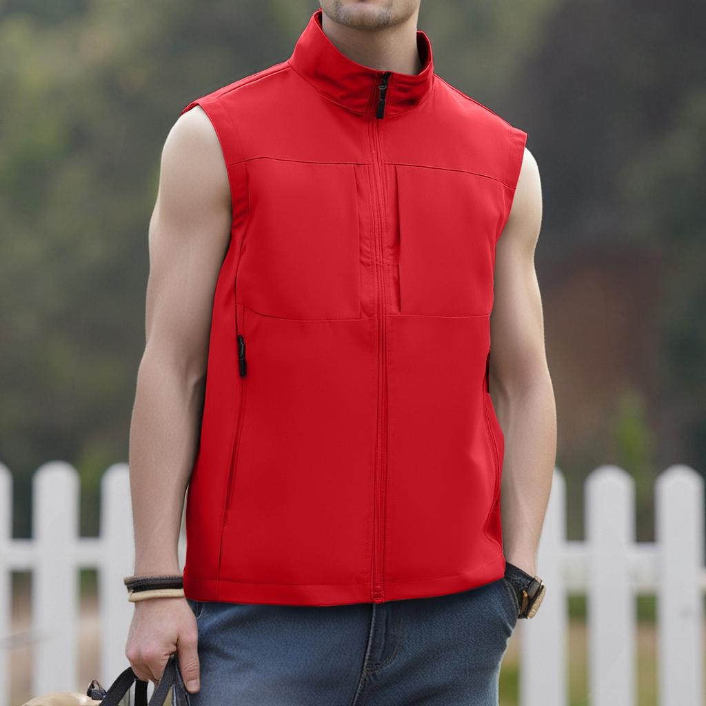 Men's Windproof Lightweight Golf Vest Outerwear With Pockets, Softshell Sleeveless Jacket For Running Hiking Sports