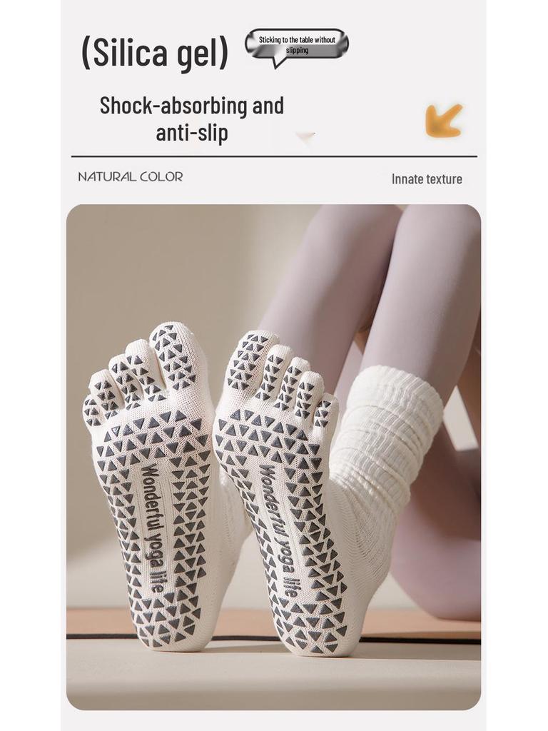 Vijf-Teen Antislip Over-de-Knie Pilates & Yoga Sokken voor Dames - Herfst/Winter Fitness Stijl