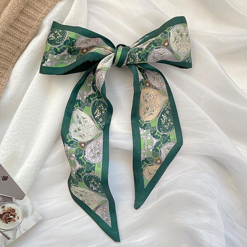 Cashew flower silk scarf, double-sided printed headband, ins decoration, versatile triangle scarf accessories