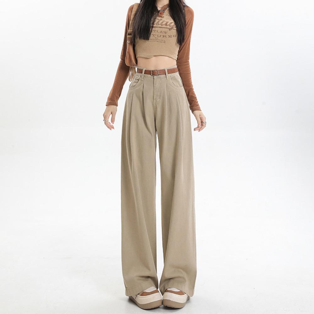 Korean Version of Harajuku High-waisted Straight Jeans Women's Spring and Autumn New Loose Mopping Wide-leg Jeans