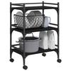 Kitchen Trolley Black Oak Effect 50 X 35 X 75.5 Cm