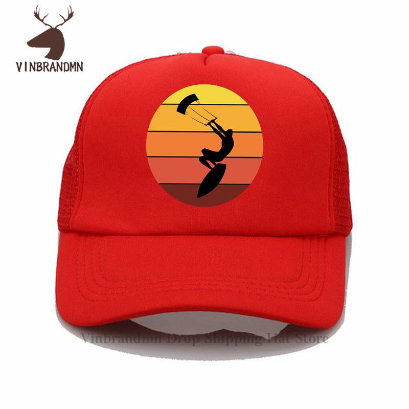 Vintage Sunset Kitesurfing Baseball cap Kite Surf kiteboard Bucket hat Fashion Windsurf Kitesurfer Surfinger Outdoor Fishing hat Adult