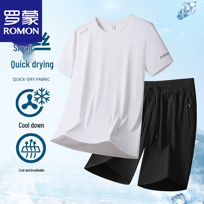 

ROMON Men s Quick-Dry Summer Casual Capri Set 5XL