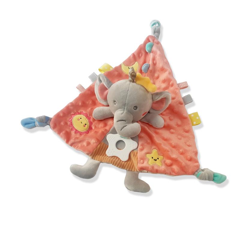 Baby Security Blanket with Rattle, Chewable Teething Toy for Newborns 0-12 Months, Soft Plush Sleep Companion Stuffed Animal