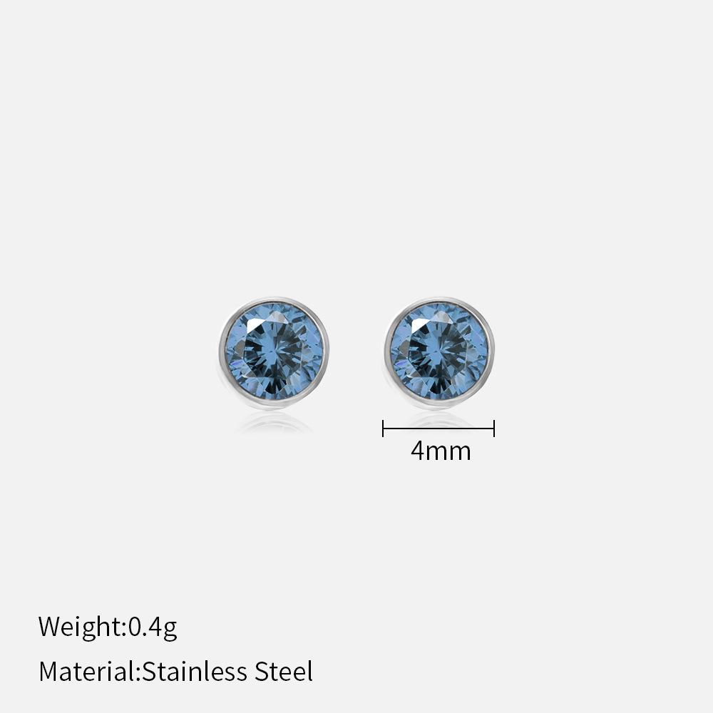 Simple Crystal Stud Earrings Fashion Women December Birthstone Colorful Diamond Earrings for Girls Gift