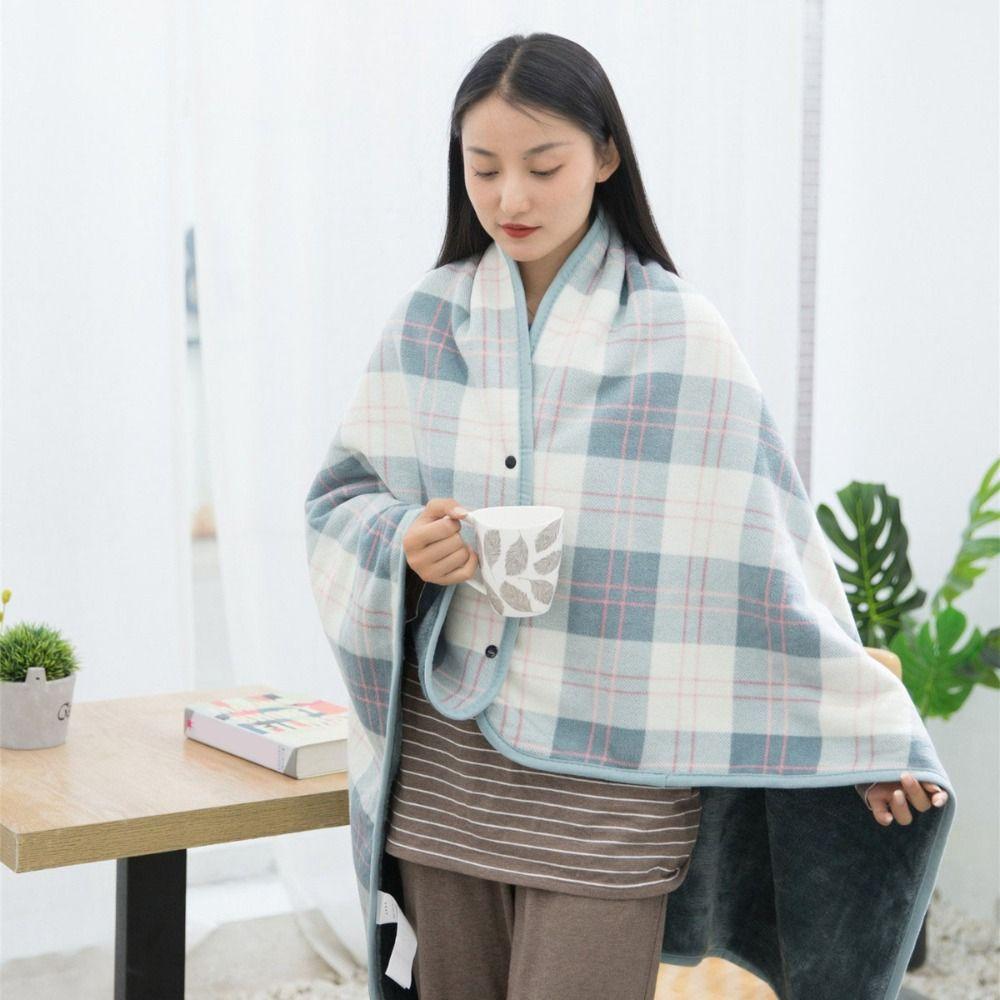 140*100cm Plush Stripe Warm Shawl Thicken Wearable Scarf Women Soft Flannel Blanket Shawl  Winter