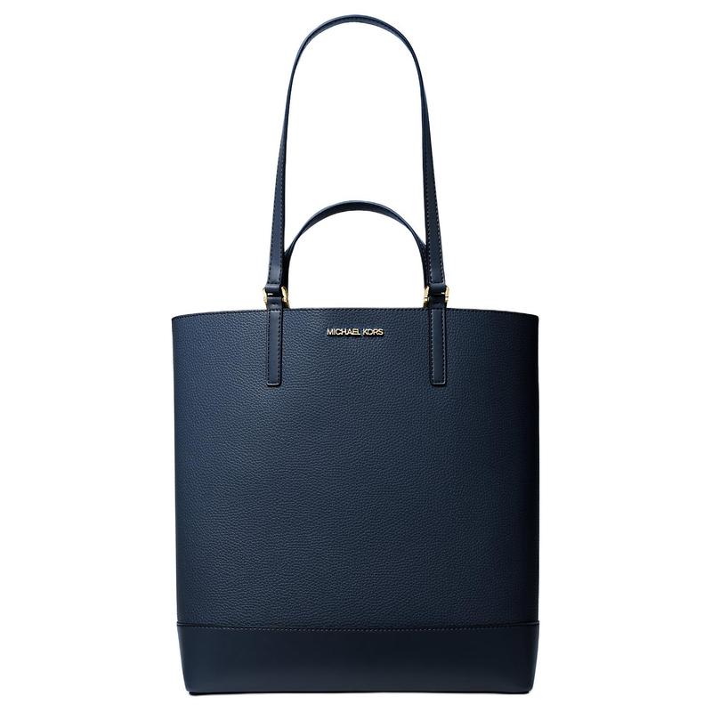 MICHAEL KORS Kelli Gold Metal Details Leather Tote Bag Shopping Bag Handbag Large Women s Navy Blue