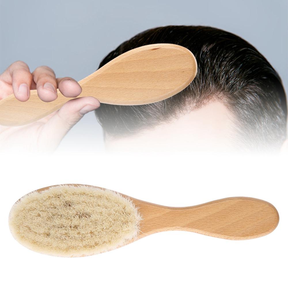 Soft Oil Head Brush Wooden Handle Hair Styling Brush Scalp Grooming Goat Hair Brush Home Use
