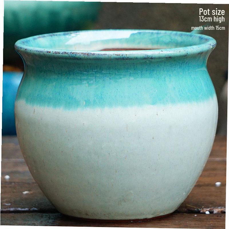 Handmade Medium-Sized Ceramic Pot with Feet – Succulent Planter in Breathable Colored Glaze Coarse Pottery.