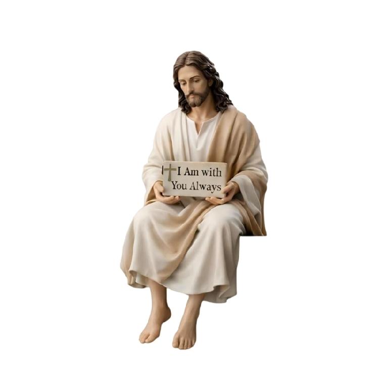 Comforting Christ Figurine Resin Desk Companionship Figurine for Christian Car Dashboard and Home Office Table Decors Gift