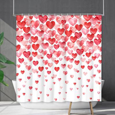Badezimmer Wasserdichter Vorhang Digitaldruck Valentinstag Liebe Duschvorhang Freies Stanzen WC Trennvorhang Duschstoff