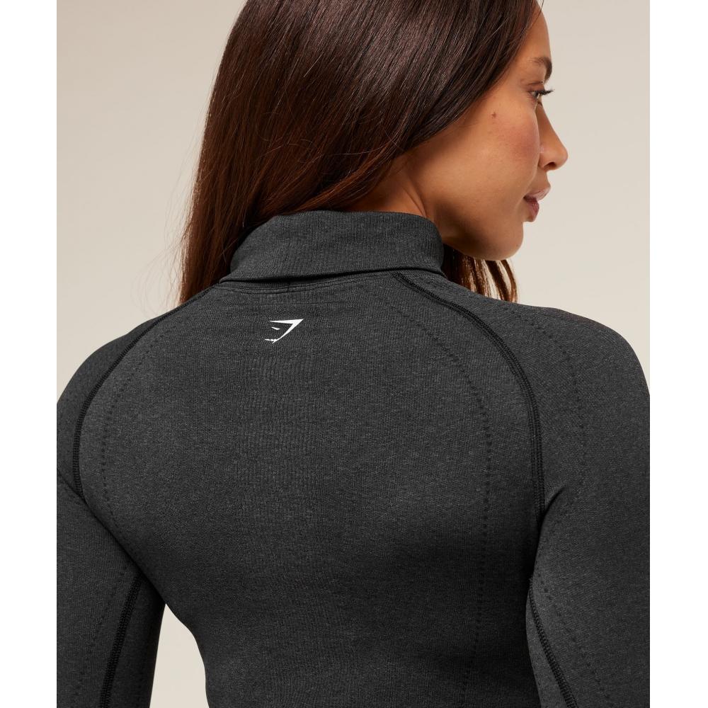 Gymshark Vital Warm Long Sleeve Top Black Marl B4c5t Bbf3