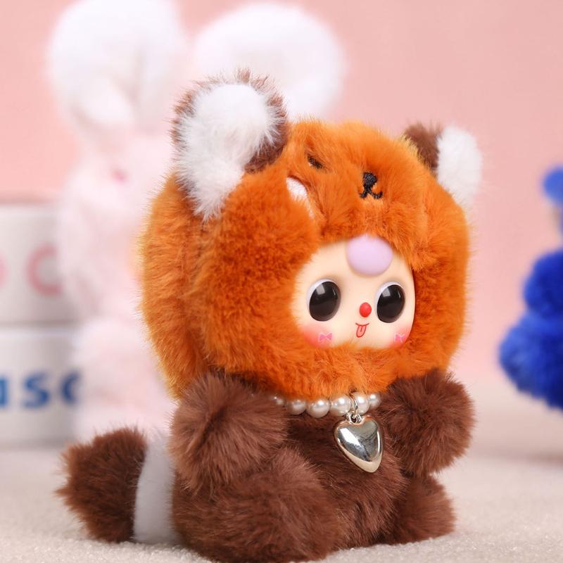 Kawaii Vinyl Animal Plush Keychain Cartoon Figure Plushie Bag Pendant Anime Bunny Key Chain Office Ornament Fluffy Stuffed Doll