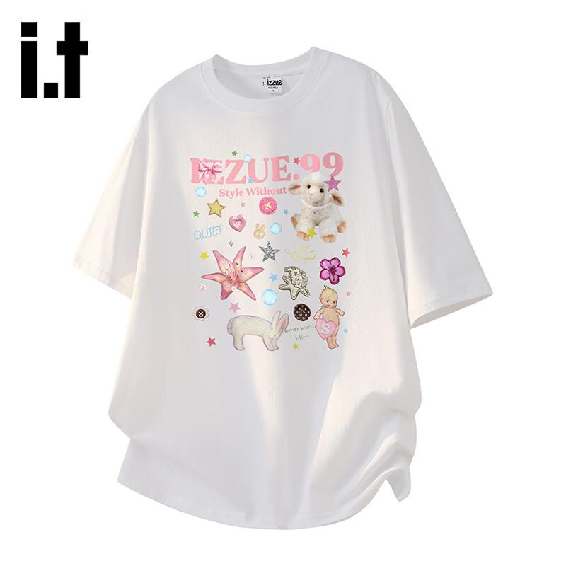 izzueit Women s Cotton Cartoon Letter Print T-Shirt XL