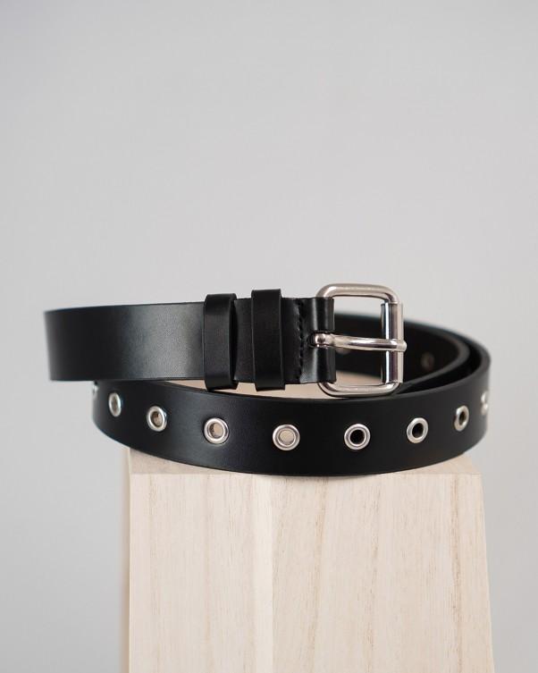 Black Leather Belt with ISSA Plus Eyelets