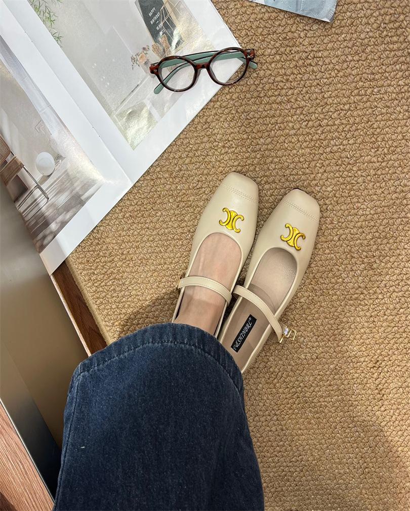 

Французский вечерний бриз темперамент маленькие кожаные туфли женские 2025 весна и осень новые на плоской подошве ретро одинарные туфли туфли Мэри Джейн 39 шампанского