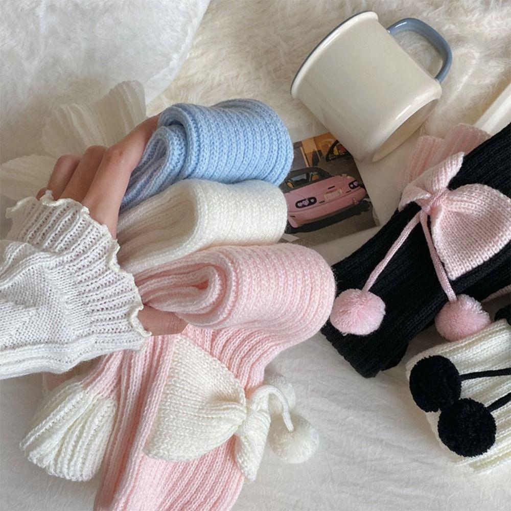 Y2k JK Lolita Leg Socks Ballet Christmas Knee Socks Sweet Bow Knitted Leg Socks  Girls