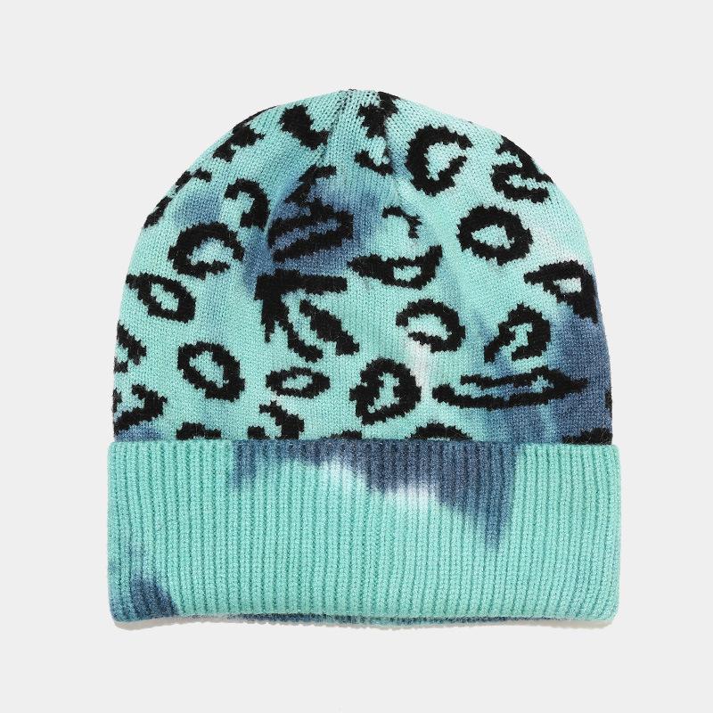 

Осенне-зимние новые шапки, женские модные шапки с леопардовым принтом тай-дай, утолщенные теплые вязаные шапки, с отворотом для защиты ушей, шерстяные шапки average size