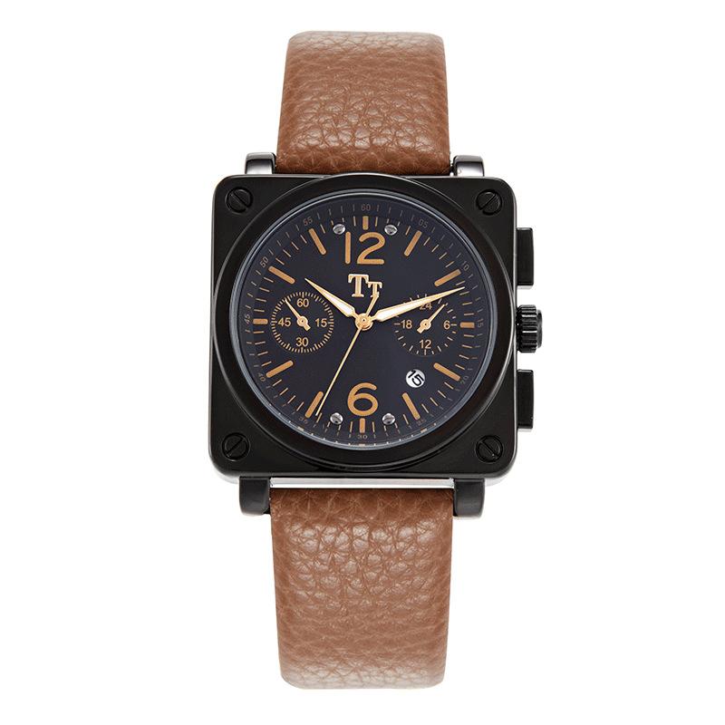 Square Fashion Trend Large Dial Calendar Waterproof Watch Female, Wind Pilot Army Men'S Watch
