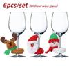 Xmas New Year Table Decor 6Pcs/SET Christmas Wine Glass Cover Santa Claus Elk Snowman Wine Cup Cover Tags Wholesale