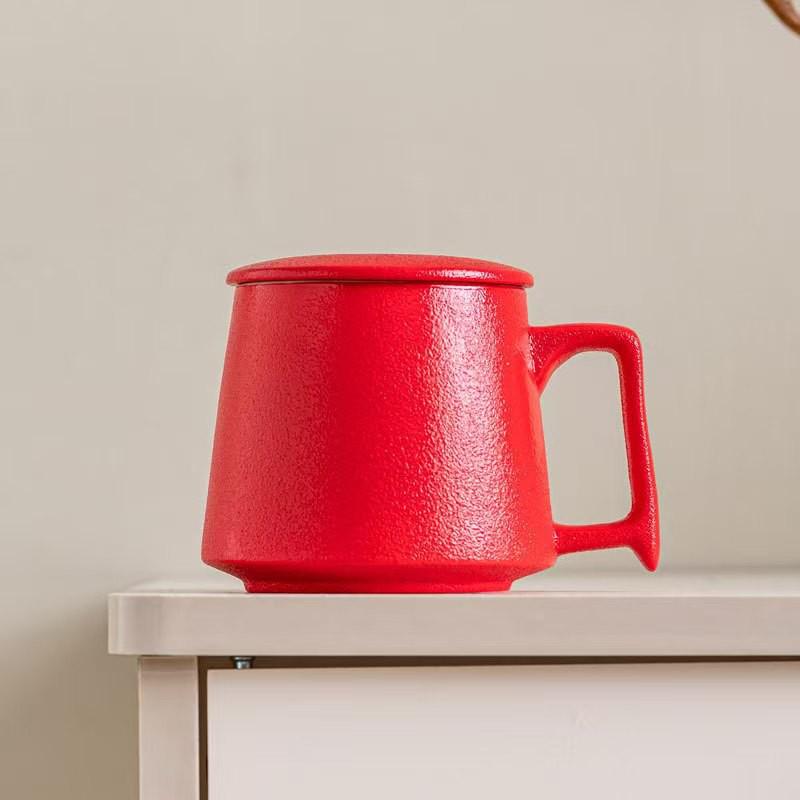 Hochwertiger matter Keramikbecher - Kaffeetasse mit großem Fassungsvermögen für Zuhause oder Büro, Option für individuelles Logo
