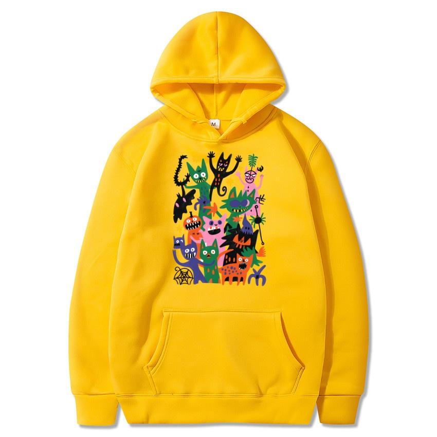 Fall/Winter Halloween Fleece Hoodie Skull Print Fashion Street Hoodie Men's and Women's Daily Long Sleeve Warm Hoodie