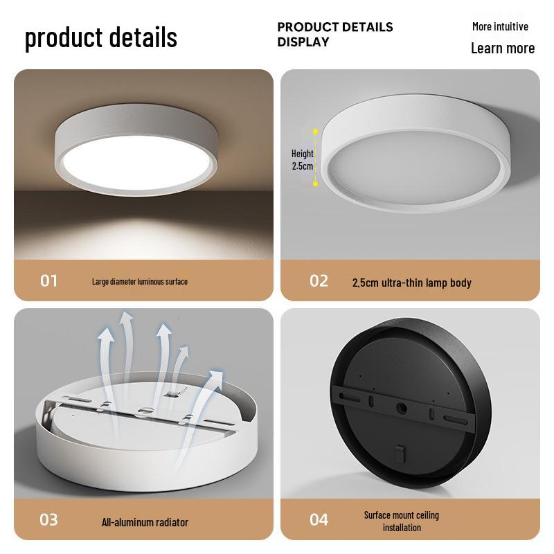 Ultradünne LED Aufbau Deckenleuchte Rund für Gänge, Flure, Eingangsbereiche - Stanzfreie Installation