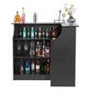 Home Bar Unit, L-Shaped Wine Bar Cabinet Table 4-Tier with Storage Shelves, Wine Glass Holder, 136 Kg Max Capacity, Wood Liquor Cabinet for Home,