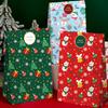 12 Pcs Christmas Gift Bags, Santa Design Kraft Paper Bags with Stickers, Flat Paper Bags for Holiday Gift Wrapping Party