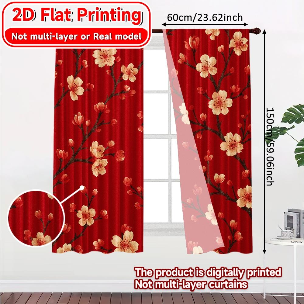 2D Flat Printing  2pcs Festive Harmony Popular Contemporary Curtains Versatile Fabric Curtains Thermal Insulation   and Room