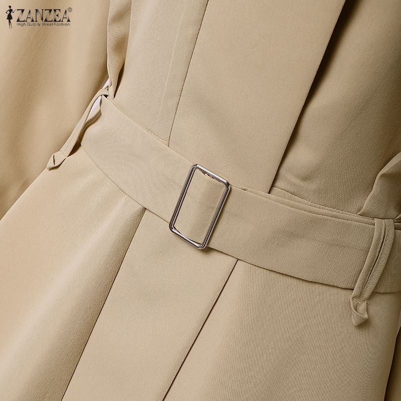 ZANZEA Women Turn Down Collar Long Sleeve Loose Casual Dress