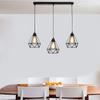 Vintage Industrial 3-Light Ceiling Light LED Hanging Lamp Chandelier Black Cage Pendant Lamp E27 for Corridor Porch Bedroom