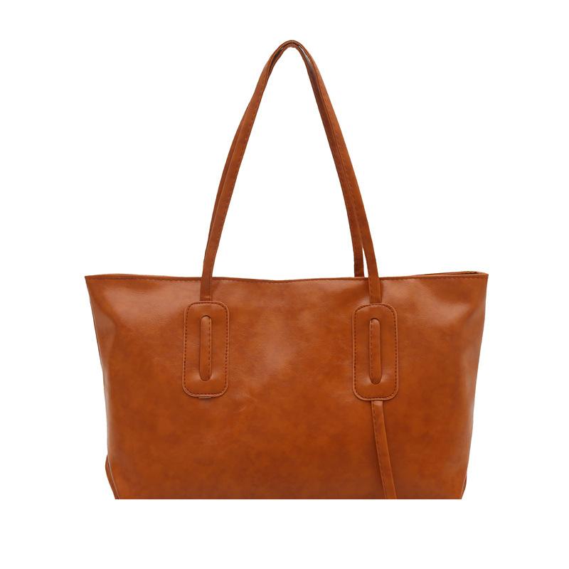 Retro large-capacity bag women's 2025 new simple casual shoulder bag college student class bag tote bag