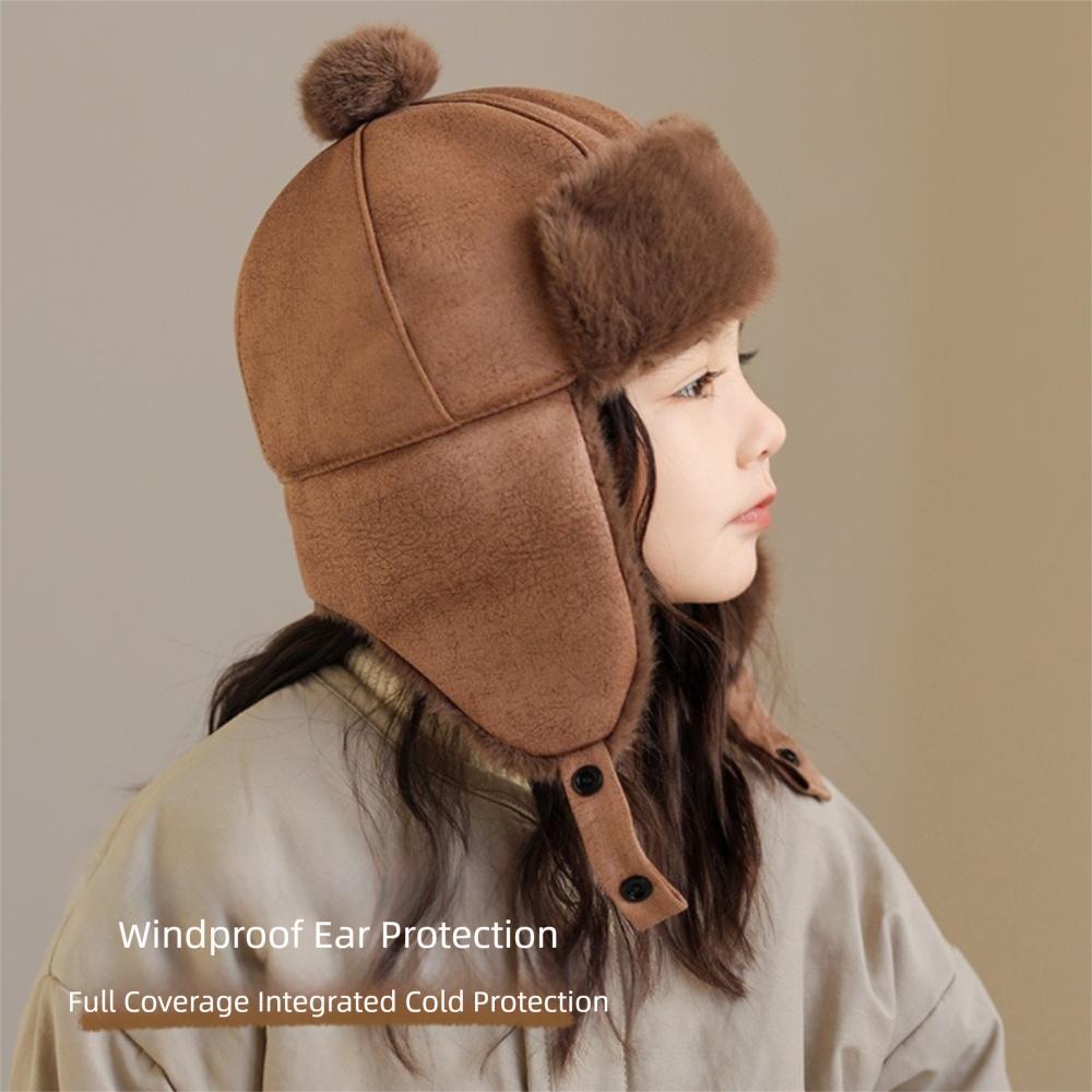 Windproof Plush Children Hat Cold Proof Pullover Hat Fashion Ear Protection Hat  Winter