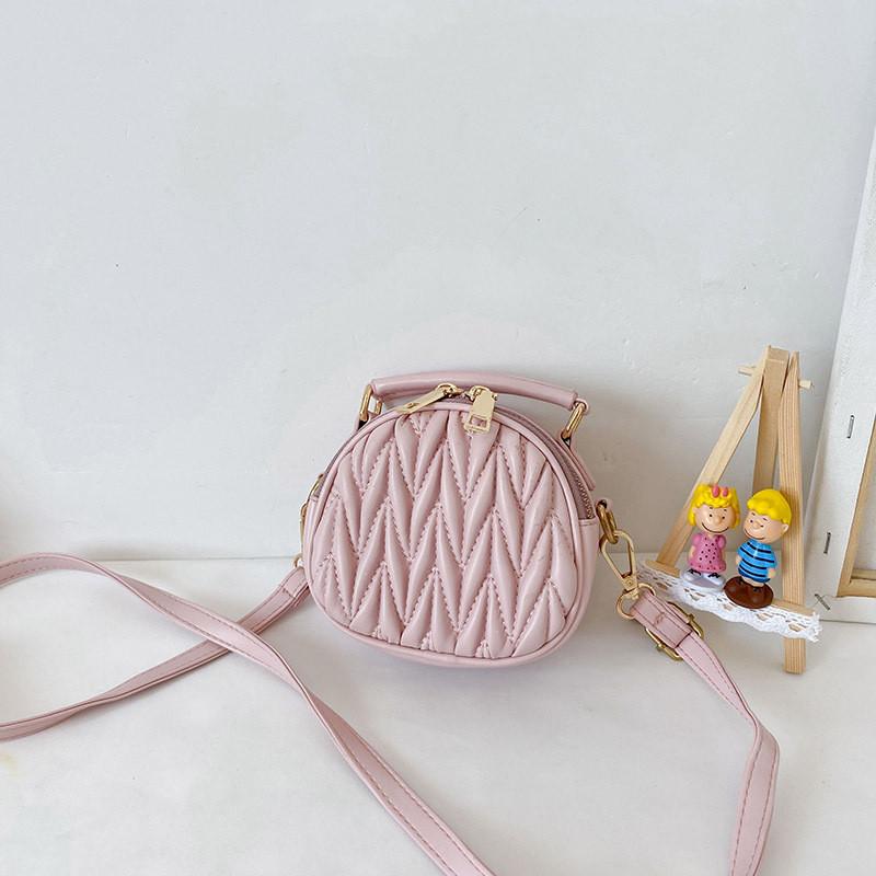 

Stylish Korean Children s Pleated Handbag For Girls Versatile Princess Bag In Various Colors рожевий