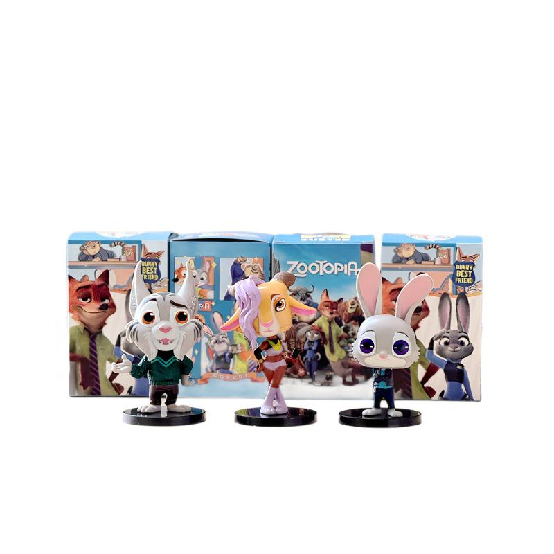Zootopia Standing Pose 6-Piece Blind Box Figures: Rabbit & Fox Desktop Ornaments for Kids
