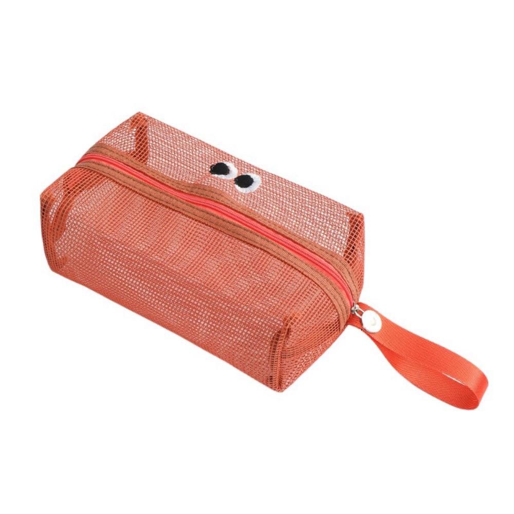 

Large Capacity Big Eyes Mesh Makeup Bag Transparent Cartoon Toiletries Organizer Swimming оранжевый