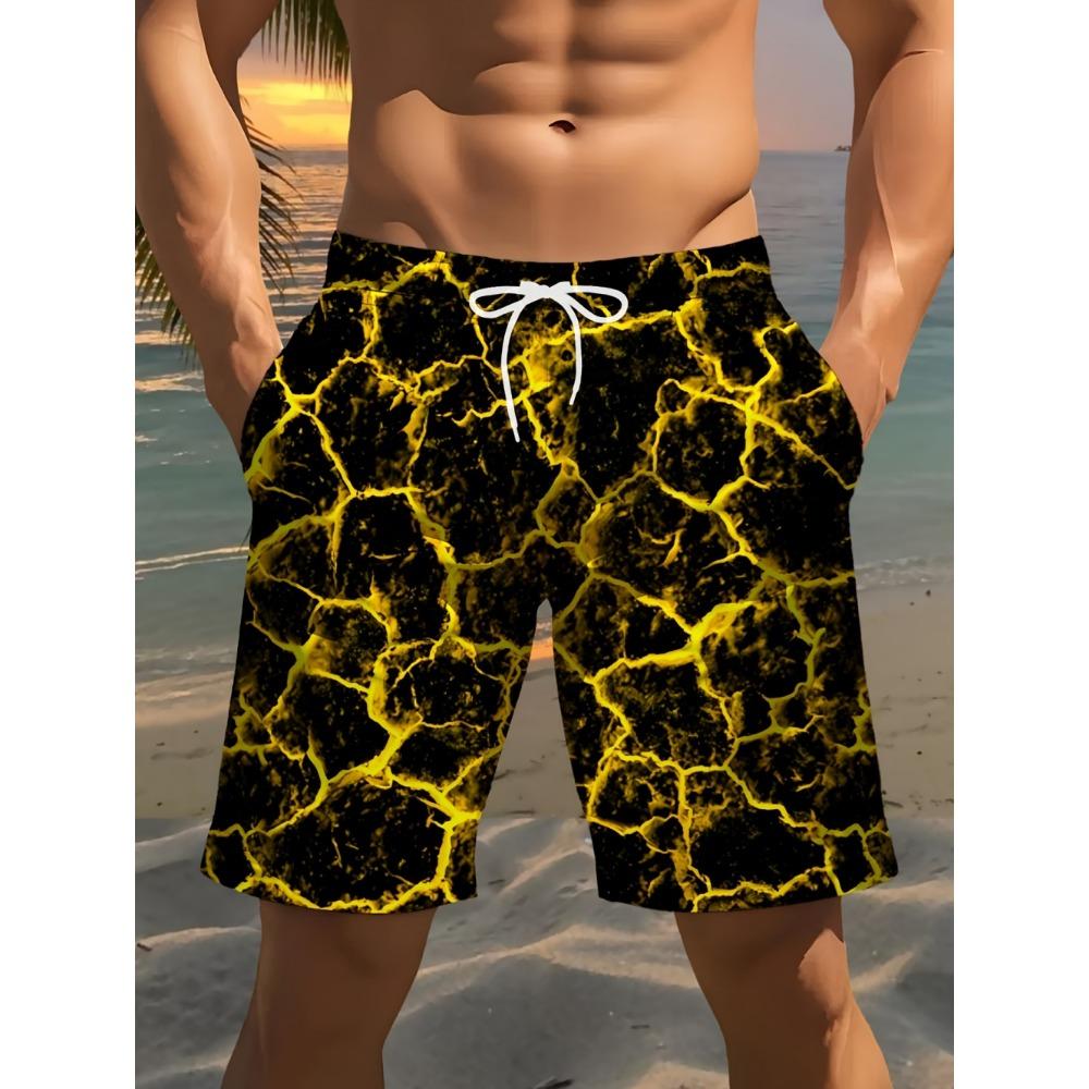 2026 Men's Summer Beach Shorts 3D Printed Lightning Pattern Casual Shorts Pants Swimming Trunks Hawaiian Vacation Mens Clothes