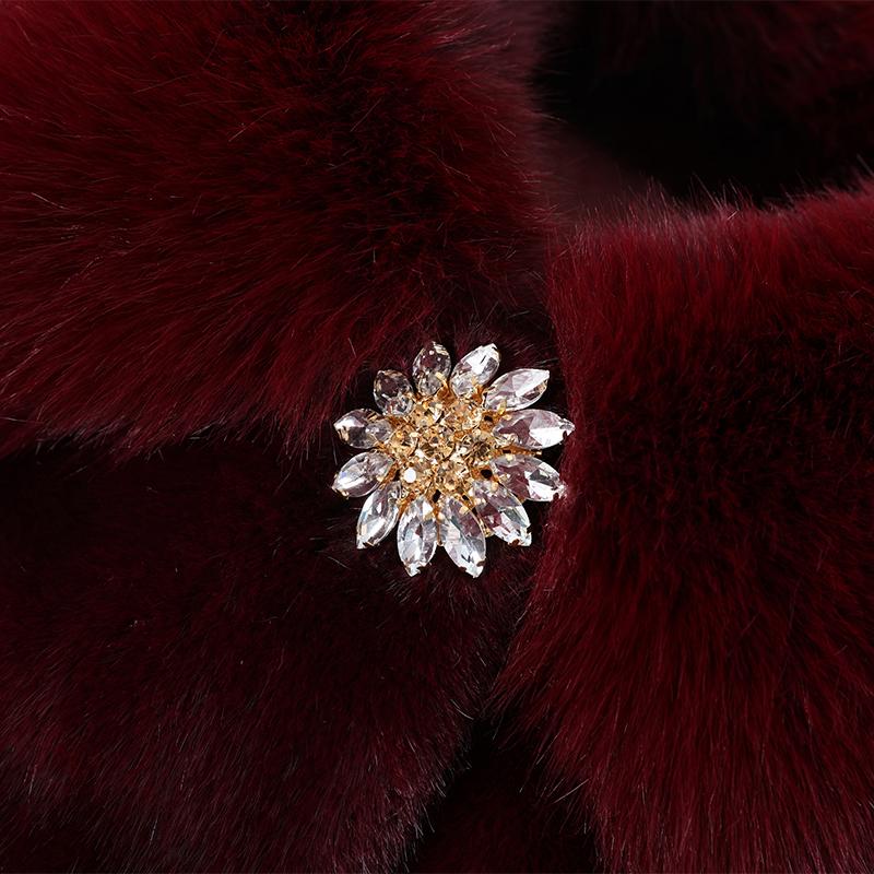 Luxurious Winter Faux Fur Jackets for Women Thick Warm Outerwears Elegant Middle-aged Women's Fur Coat