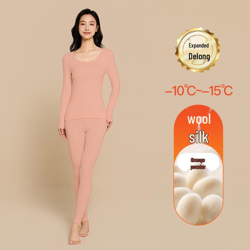 Aoweizide Velvet Silk Seamless Thermal Underwear Set for Couples - Women's Thick Warm Suit for Autumn/Winter