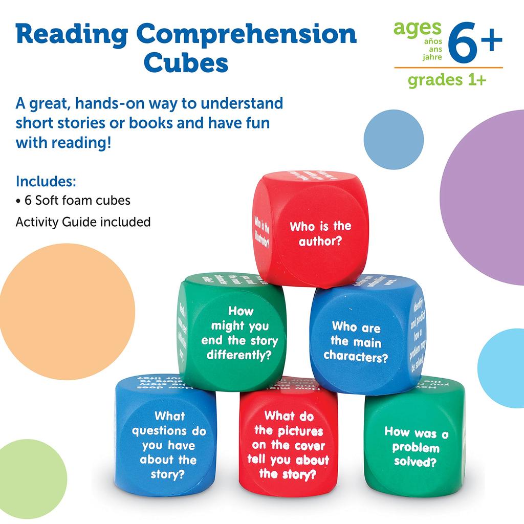 Learning Resources Sponge English Reading Comprehension Set of Authentic Dice, Improvement, 6, LER7022,
