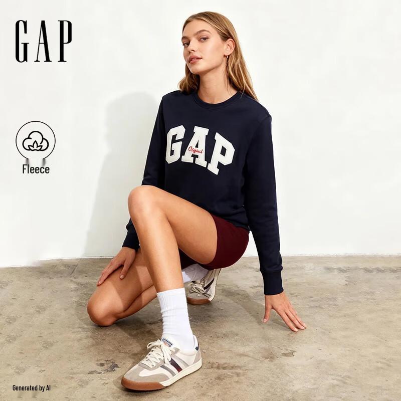 Gap Unisex Letter Logo Fleece Crewneck Sweatshirt
