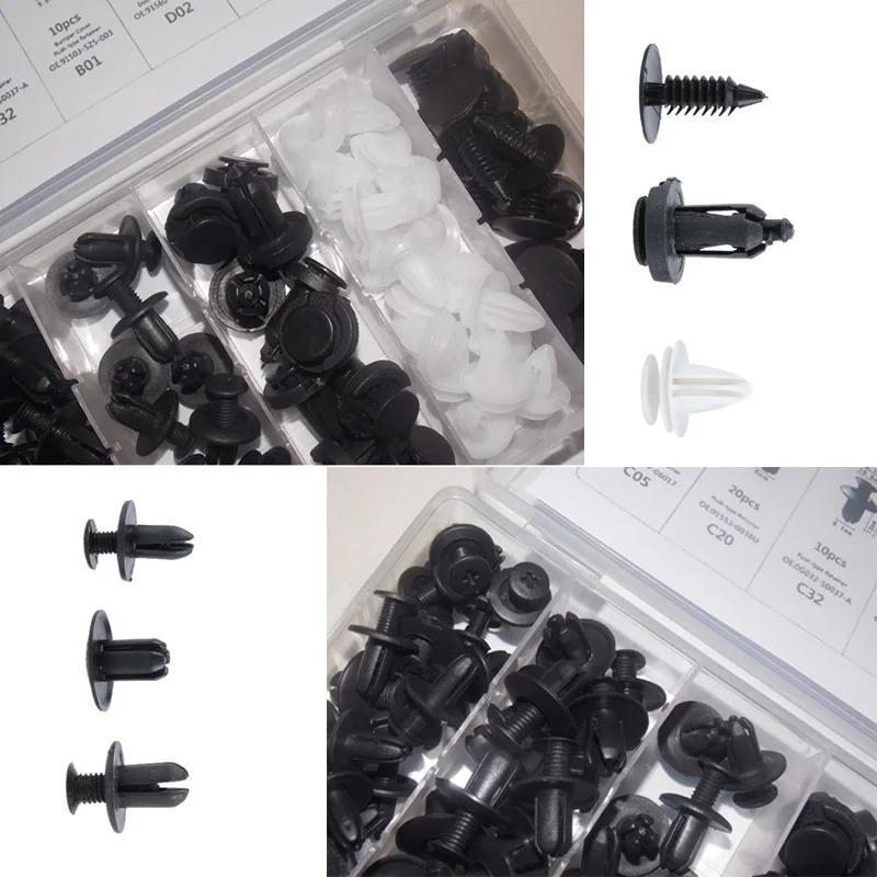 Universal Auto Fastener Clips 100Pcs Car Bumper Fender Retainer Rivet Pin Door Trim Panel Clips