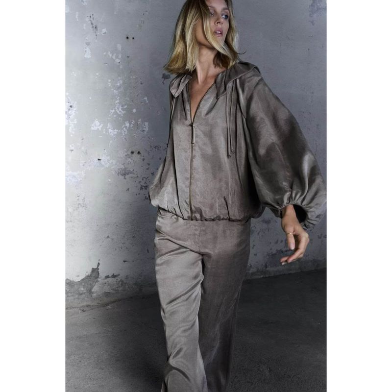 Zbzr New Fall Women's Clothing Fashion Wind Fashion Loose Pilot Jacket Outwear Mid Waist Pants 8362404