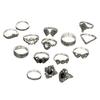 15Pcs Not Easy To Break Lightweight Comfortable Elegant Geometric Shape Finger Ring Women