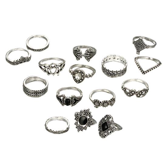 15Pcs Not Easy To Break Lightweight Comfortable Elegant Geometric Shape Finger Ring Women