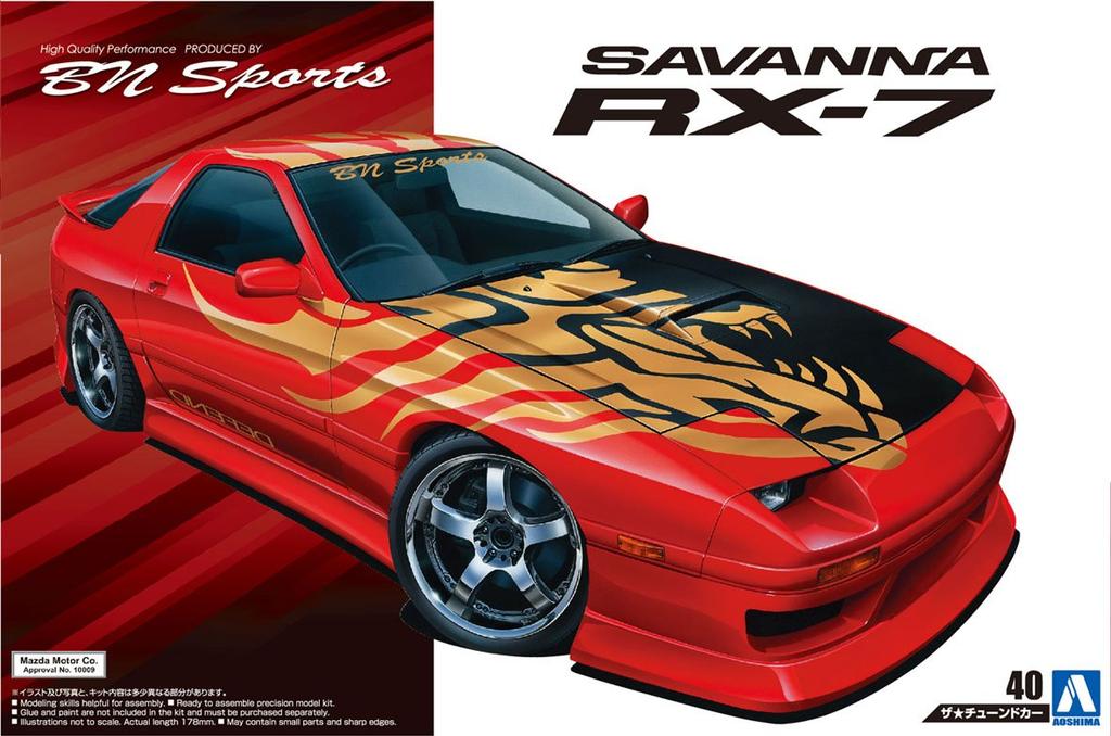 Aoshima Bunka Kyozai The Tuned Car Series Mazda BN Sports FC3S 1989 Plastic Model 1/24 No.40 RX-7