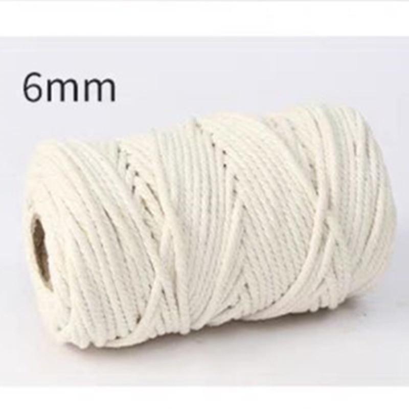 White Four-Strand Braided Cotton Cord, Various Thicknesses for Decorative DIY Weaving