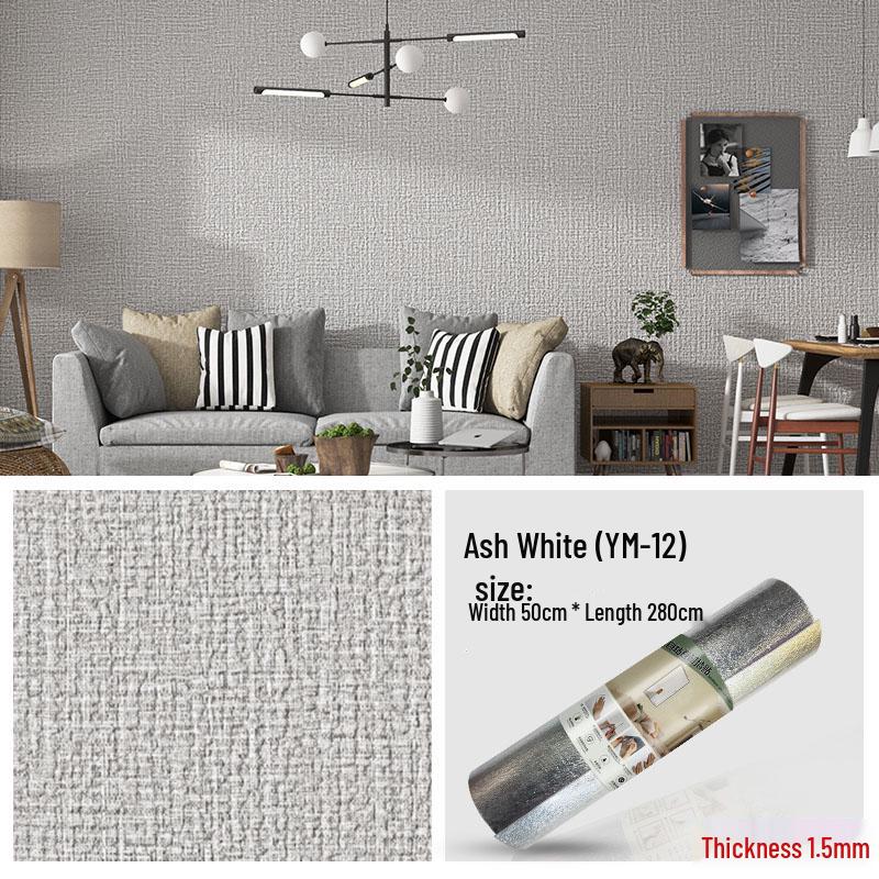 3D Self-Adhesive Linen Wallpaper: Thickened, Moisture-Proof, Light-Blocking, Thermal Insulation, Fire Retardant Aluminum Foil.
