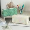 Colorful Lines Pencil Case Pouch Polyester Pen Storage Bag Cute Stationery Bag Students Use